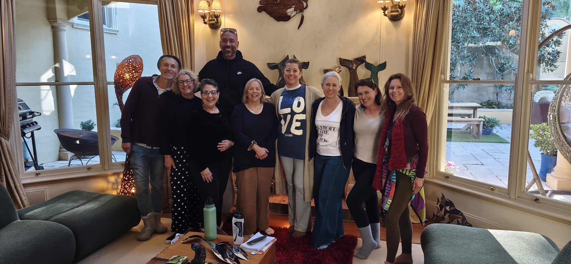 Retreat group portrait in the living room